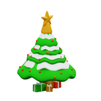 ilustração 3D da árvore de natal e presentes png