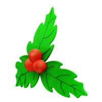 3d illustration Noël houx Trois feuilles png