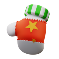 3d illustration cute Christmas gloves png