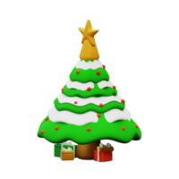 3d illustration of Christmas tree and gifts png