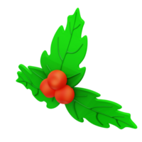 3d illustration Noël houx Trois feuilles png