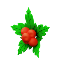 3d illustration Christmas holly three leaves png