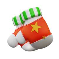 3d illustration cute Christmas gloves png