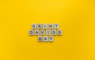 On March 1, St. Davids day, a minimalistic banner with an inscription in wooden letters photo