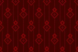 Red traditional ethnic pattern paisley flower Ikat background abstract Aztec African Indonesian Indian seamless pattern for fabric print cloth dress carpet curtains and sarong vector