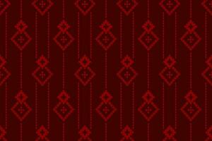 Red traditional ethnic pattern paisley flower Ikat background abstract Aztec African Indonesian Indian seamless pattern for fabric print cloth dress carpet curtains and sarong vector