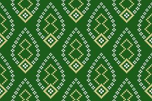 Green Cross stitch colorful geometric traditional ethnic pattern Ikat seamless pattern border abstract design for fabric print cloth dress carpet curtains and sarong Aztec African Indian Indonesian vector