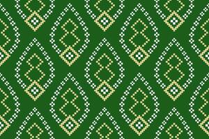 Green Cross stitch colorful geometric traditional ethnic pattern Ikat seamless pattern border abstract design for fabric print cloth dress carpet curtains and sarong Aztec African Indian Indonesian vector