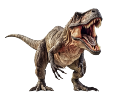 AI generated Ancient animal dinosaur t rex with roaring expression, isolated on transparent background, generative ai png