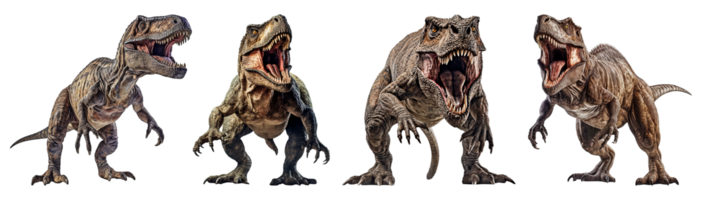 AI generated ancient animal collection, t rex dinosaur with roaring expression, generative ai png