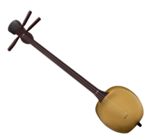 Japanese shamisen music instrument isolated guitar png