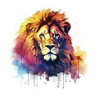 AI generated Watercolor Lion on a white background. For T-shirt Design. AI Generated photo