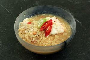 Indomie Rebus, Boiled Indonesian Instant Noodle photo