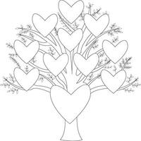 Love tree christmas coloring page for adults vector