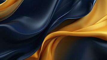 AI generated Gold and navy blue waves abstract. AI Generated. photo