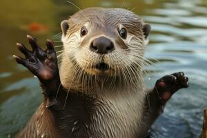 ai generado nutria en el agua. ai generado foto