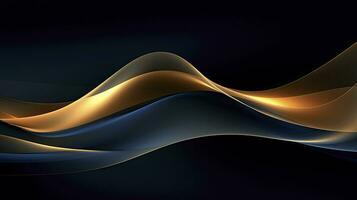 AI generated Gold and navy blue waves abstract. AI Generated. photo