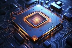 AI generated Futuristic central processor unit. Powerful Quantum CPU motherboard. AI Generated photo