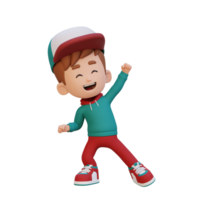 3D cute boy in happy pose png