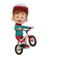 3d ragazzo personaggio cavalcata bicicletta partire per scuola png