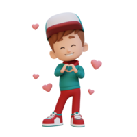 3D cute kid character in love png