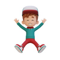 3D cute boy in jumping pose png