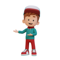 3D cute kid presenting pose png