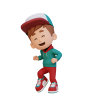 3d schattig jongen gelukkig dansen png