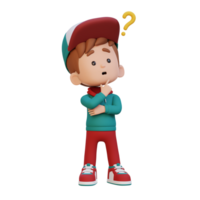 3D cute kid thinking clueless png