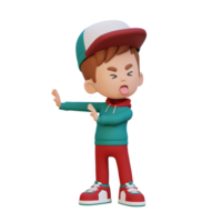 3d carino ragazzo personaggio rifiuto posa png