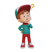 3D cute kid thinking clueless png