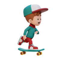 3d Kind Charakter Reiten Skateboard png