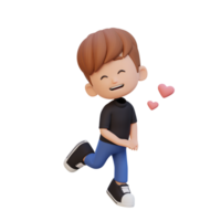 3D cute kid character in love png