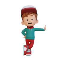 3D kid character laying on transparent wall png