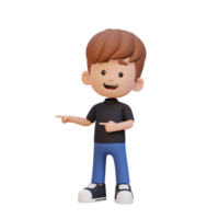 3D cute kid pointing hand to the side png