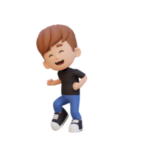 3D cute boy happy dancing png