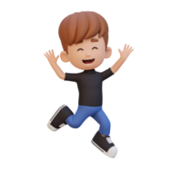 3d schattig jongen in jumping houding png
