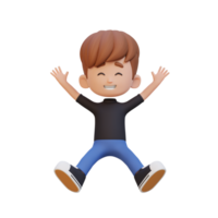 3d schattig jongen in jumping houding png