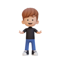 3D kid character in talking and explaining pose png