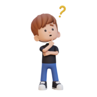 3D cute kid thinking clueless png