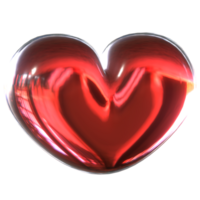 3D render icon of a sparkling clear glass heart png