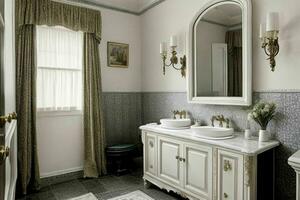 AI generated Victorian Style Bathroom. Pro Photo