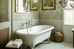 AI generated Victorian Style Bathroom. Pro Photo