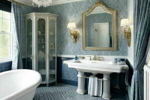 AI generated Victorian Style Bathroom. Pro Photo