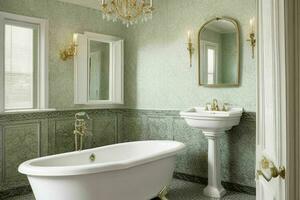 AI generated Victorian Style Bathroom. Pro Photo