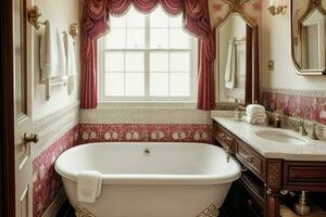 AI generated Victorian Style Bathroom. Pro Photo