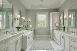 AI generated Transitional Style Bathroom. Pro Photo