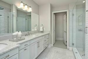 AI generated Transitional Style Bathroom. Pro Photo