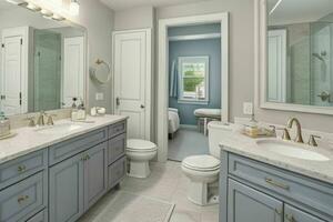 AI generated Transitional Style Bathroom. Pro Photo
