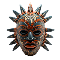 AI generated Ancient Wooden Tribal Mask Art, Cultural Legacy png